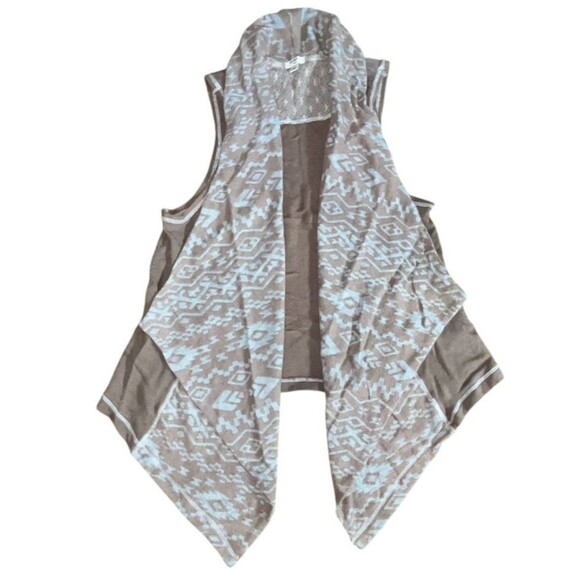 Dylan Aztec Sweater L Open Front Waterfall Cardigan Vest Southwest Women’s Knit - Picture 1 of 9